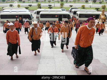 (160322) -- NAY PYI TAW, March 22, 2016 -- File photo taken on March 15, 2016, shows representatives arriving to attend a session of the Union Parliament in Nay Pyi Taw, Myanmar. Myanmar s Union Parliament on March 22 announced 18 nominees of ministers including Aung San Suu Kyi submitted by president-elect U Htin Kyaw. ) MYANMAR-NAY PYI TAW-PARLIAMENT-CABINET MEMBERS-NOMINEES-ANNOUNCEMENT UxAung PUBLICATIONxNOTxINxCHN   Nay Pyi Taw March 22 2016 File Photo Taken ON March 15 2016 Shows Representatives arriving to attend a Session of The Union Parliament in Nay Pyi Taw Myanmar Myanmar S Union P Stock Photo