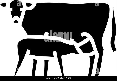 cow with calf glyph icon vector illustration Stock Vector