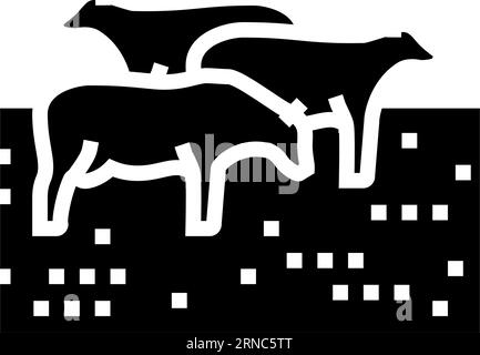 cow grazing glyph icon vector illustration Stock Vector