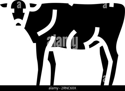 cow standing glyph icon vector illustration Stock Vector