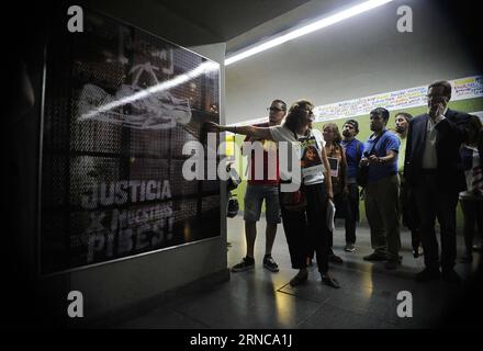 (160330) -- BUENOS AIRES, March 30, 2016 -- People look at a mural to remember the victims of the Cromanon Fire at the Once-December 30 station of the line H of Buenos Aires Subway, in Buenos Aires, Argentina, on March 30, 2016. According to local press, the Once station of the line H of Buenos Aires Subway was renamed on Wednesday Once-December 30 as a hommage to the victims of Cromanon, a neighborhood where a fire occurred in a disco, causing the death of 194 people in 2004. Victor Carreira/) (fnc) (ah) ARGENTINA-BUENOS AIRES-INDUSTRY-TRANSPORT TELAM PUBLICATIONxNOTxINxCHN   Buenos Aires Mar Stock Photo