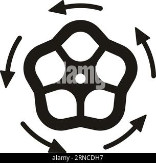 Icon open faucet, concept tightening water valve, icon spinning, unscrew Stock Vector