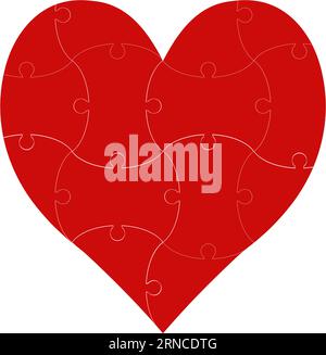 Heart shape puzzle sign love, heart puzzle template love day Stock Vector
