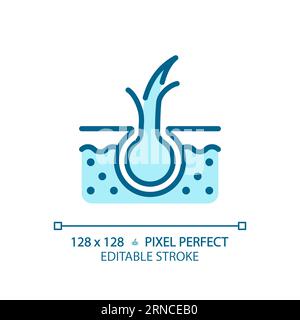 Customizable hair split ends thin linear blue icon Stock Vector