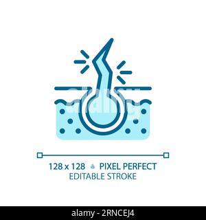 Customizable hair damage thin linear blue icon Stock Vector