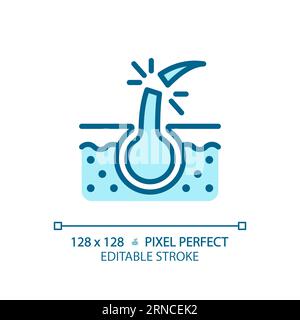 Customizable broken hair thin linear blue icon Stock Vector