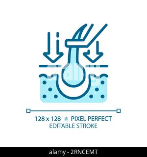 Customizable hair replacement thin linear blue icon Stock Vector