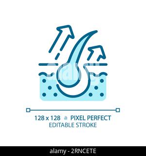 Customizable hair bulb damage thin linear blue icon Stock Vector