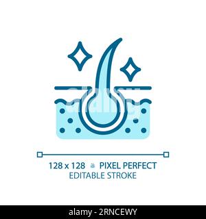 Customizable shiny hair thin linear blue icon Stock Vector