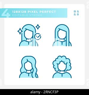 Editable pixel perfect haircare icons collection Stock Vector
