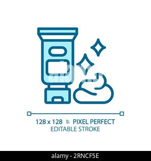 Customizable hair cream thin linear blue icon Stock Vector