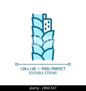 Customizable grooming tool thin linear blue icon Stock Vector