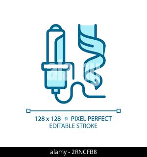 Customizable hair curler thin linear blue icon Stock Vector
