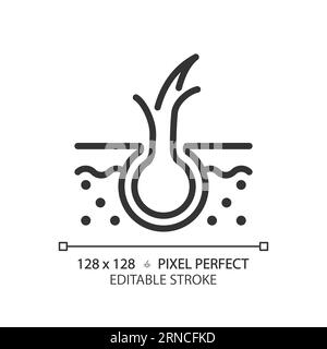 Editable hair split ends thin linear black icon Stock Vector