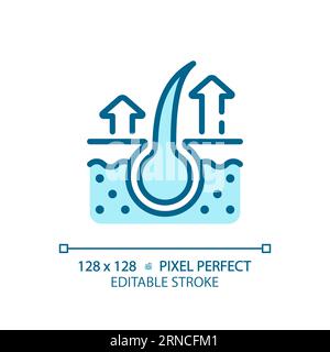 Customizable hair loss thin linear blue icon Stock Vector