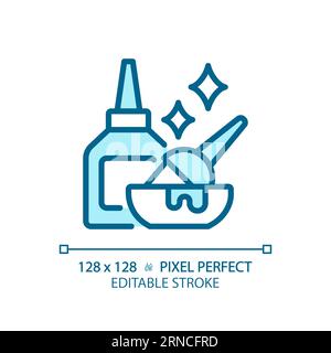 Customizable hair care products thin linear blue icon Stock Vector