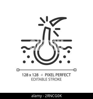 Editable broken hair thin linear black icon Stock Vector