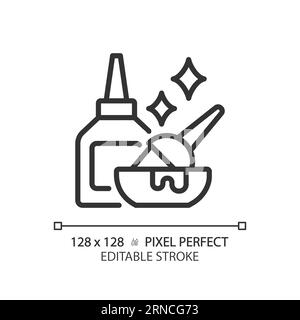 Editable hair care products thin linear black icon Stock Vector