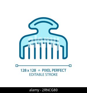 Customizable hair comb thin linear blue icon Stock Vector