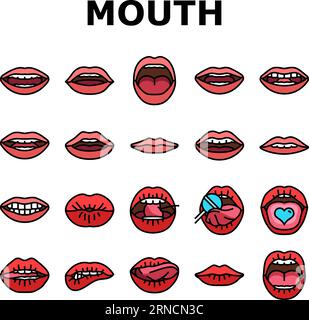 mouth character animation icons set vector Stock Vector