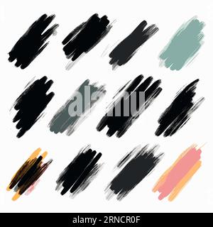 A Collection Of Different Brush Strokes, In The Style Of Dark, Muted Colors, Light Orange And Light Black, Pastel Color Palette, Light Maroon And Dark Stock Vector