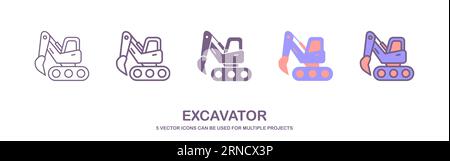 Illustration of excavator icon on white background. Excavator vector icon in modern design style. Stock Vector