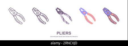 Steel nippers tool icon. Cutting pliers, pincers, isolated on white background. Vector illustration Stock Vector