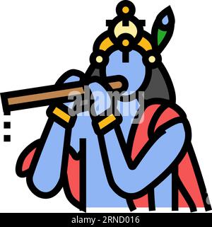 krishna god indian color icon vector illustration Stock Vector