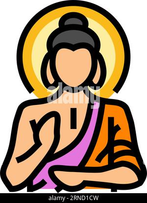 buddha god indian color icon vector illustration Stock Vector