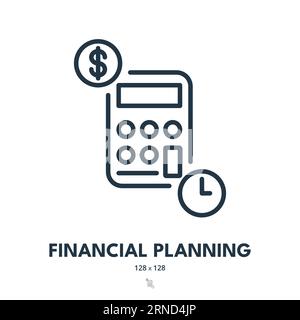 Financial Planning Icon. Investment, Project, Strategy. Editable Stroke. Simple Vector Icon Stock Vector
