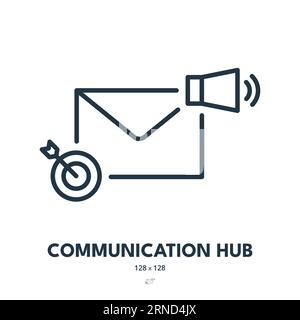 Communication Hub Icon. Connection, Chat, Message. Editable Stroke. Simple Vector Icon Stock Vector