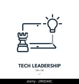 Tech Leadership Icon. Technology, Leader, Innovation. Editable Stroke. Simple Vector Icon Stock Vector