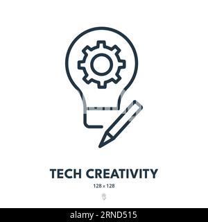 Tech Creativity Icon. Technology, Innovation, Invention. Editable Stroke. Simple Vector Icon Stock Vector