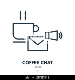 Coffee Chat Icon. Cup, Conversation, Drink. Editable Stroke. Simple Vector Icon Stock Vector