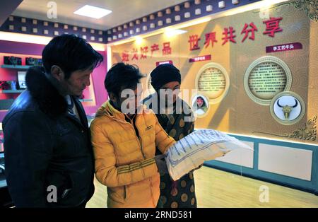 (160504) -- BAINGOIN, May 4, 2016 -- A working staff introduces online products to local herdsmen at an e-commerce service center in Baingoin County, southwest China s Tibet Autonomous Region, March 20, 2016. With an elevation of 4,747 meters, Baingoin County was basically cut off from the outside world and was rarely known by people. An online trade platform was set up and linked the county and outside world, which greatly changed the locals who were self-supported by animal husbandry. ) (wyl) CHINA-TIBET-E-COMMERCE (CN) JigmexDorje PUBLICATIONxNOTxINxCHN   160504 Baingoin May 4 2016 a Workin Stock Photo