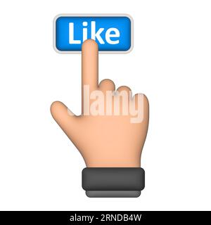 A man pressing a like button. Stock Photo
