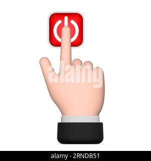 A man pressing a power button. Stock Photo