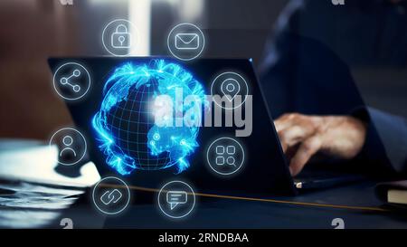 Future Business Technology. Globe Concept And Cloud Stock Photo