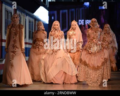 (160514) -- ISTANBUL, May 14, 2016 -- Models present creations designed by Del Irma at Istanbul Modest Fashion Week in Istanbul, Turkey, on May 14, 2016. ) TURKEY-ISTANBUL-MODEST FASHION WEEK HexCanling PUBLICATIONxNOTxINxCHN   160514 Istanbul May 14 2016 Models Present Creations designed by Del Irma AT Istanbul Modest Fashion Week in Istanbul Turkey ON May 14 2016 Turkey Istanbul Modest Fashion Week HexCanling PUBLICATIONxNOTxINxCHN Stock Photo