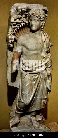 Fragment of a late Roman sarcophagus, of the type called 'Sydamara sarcophagi', Athens, Museum, Greek, Greece. Stock Photo