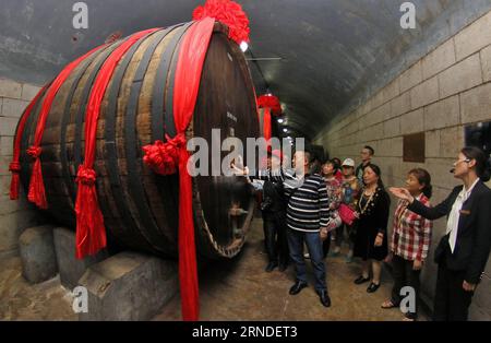 (160518) -- YANTAI, May 18, 2016 -- Visitors look at a centenary wine barrel at the Zhangyu wine culture museum in Yantai, east China s Shandong Province, May 18, 2016, the International Museum Day. The theme of 2016 International Museum Day is Museums and Cultural Landscapes . ) (wx) CHINA-YANTAI-INTERNATIONAL MUSEUM DAY (CN) TangxKe PUBLICATIONxNOTxINxCHN   160518 Yantai May 18 2016 Visitors Look AT a Centenary Wine Barrel AT The Zhangyu Wine Culture Museum in Yantai East China S Shan Dong Province May 18 2016 The International Museum Day The Theme of 2016 International Museum Day IS Museum Stock Photo