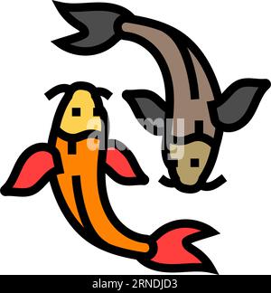 yin yang fish taoism color icon vector illustration Stock Vector