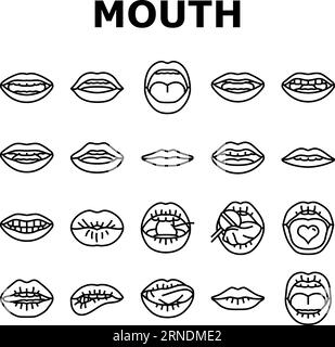 mouth character animation icons set vector Stock Vector