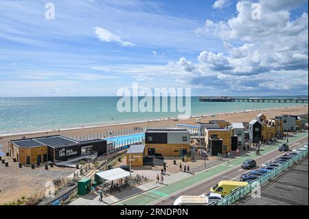 The Sea Lanes outdoor swimming pool complex on Brighton seafront , Sussex , England , UK Stock Photo