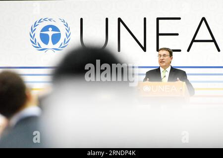 (160526) -- NAIROBI, May 26, 2016 -- Achim Steiner(3rd R), Executive Director of the United Nations Environment Programme (UNEP), speaks during the opening of the high level segment of the second edition of United Nations Environment Assembly (UNEA2) in Nairobi, Kenya, May 26, 2016. The second edition of United Nations Environment Assembly (UNEA2) entered the homestretch on Thursday with dignitaries renewing the call for concerted efforts to hasten low carbon and inclusive economic growth. ) KENYA-NAIROBI-UNITED NATIONS ENVIRONMENTAL ASSEMBLY-GREEN AND INCLUSIVE GROWTH SunxRuibo PUBLICATIONxNO Stock Photo