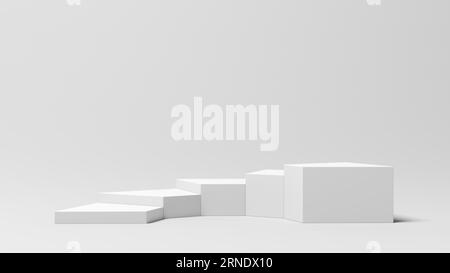 Product display. Display plinths. Stand. White color. 3d illustration. Stock Photo