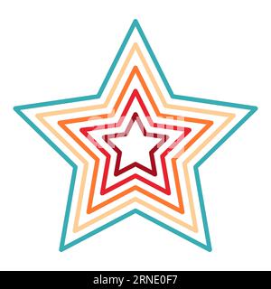 Colorful rating star in retro style on a white background. Feedback concept for mobile app or website. Quality shape design. Vector illustratio Stock Vector