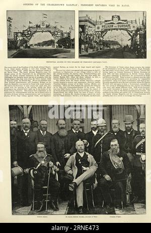 opening of the Charlestown railway, President Paul Kruger's Visit to Natal, Triumphal Arches, 1891, General Piet Joubert, Sir Charles Mitchell Governor of Natal, and President Paul Kruger Stock Photo