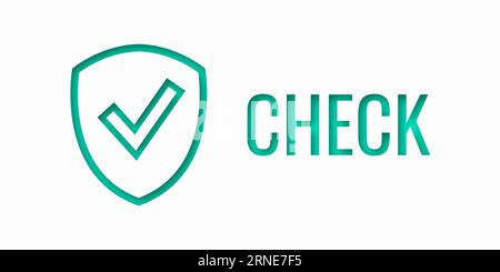 Shield with word CHECK. Safe information. Copy space. Place for your text. Concept security protection. Vector illustration. Stock Vector