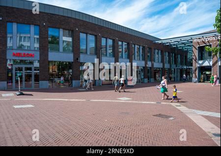 Weert, Limburg, The Netherlands, July 14, 2023 - Old market square with contemporary shopping center Stock Photo
